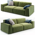Green Sofa With Blue And Patterned Pillows In Modern Living Room Interior 3d model