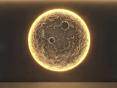 Round Wall Lamp With Moon Surface Texture And Warm Glow For Interior Decoration 3d model