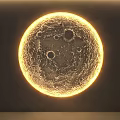Round Wall Lamp With Moon Surface Texture And Warm Glow For Interior Decoration 3d model