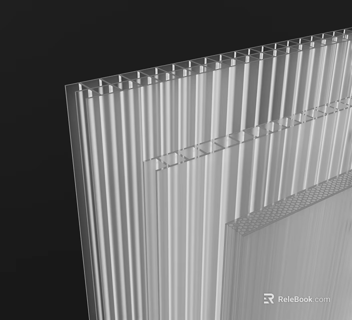 Transparent Striped Panel With Ribbed Structure For Lightweight Building Design 3d model 