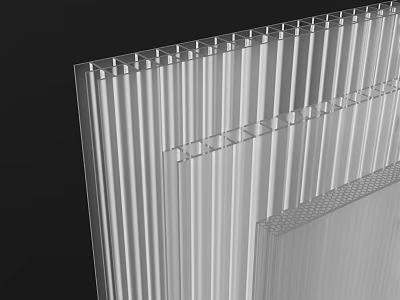 Transparent Striped Panel With Ribbed Structure For Lightweight Building Design 3d model
