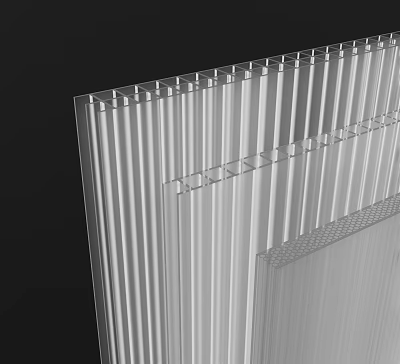Transparent Striped Panel With Ribbed Structure For Lightweight Building Design 3d model