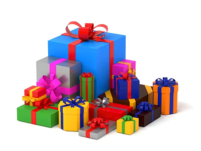 Colorful Gift Boxes In Various Colors And Sizes With Decorative Bows For Daily Use 3d model