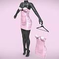 Fashionable Pink Bodycon Sleeveless Dress Displayed On Mannequin With Hanger