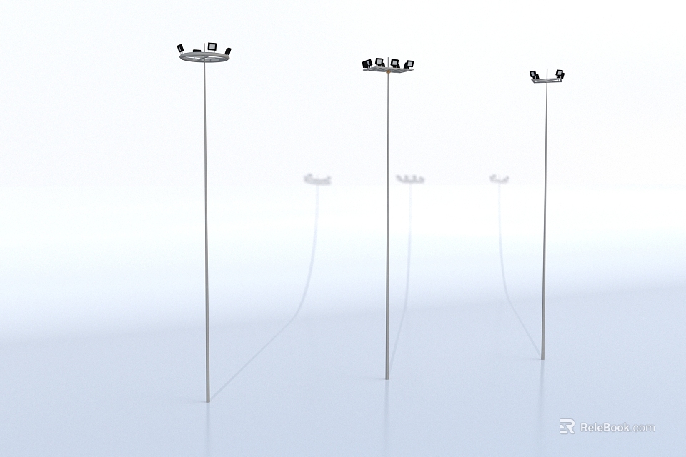 Outdoor Garden Standing Pole Lights With Multiple Heads And Metal Design Structure 3d model 