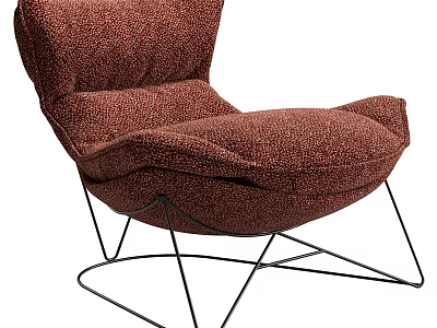 Modern Brown Lounge Chair With Textured Upholstery And Black Metal Frame 3d model