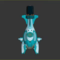 Futuristic Blue Spaceship With Transparent Cockpit Sleek Design And Thrusters For Space Exploration