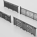 Black Metal Railings With Intricate Decorative Patterns And Stylish Designs 3d model