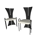 Modern Unique Design Dining Chairs With Black Backrest White Seat And Metal Legs