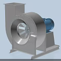 Industrial Centrifugal Fan Equipment With Blue Electric Motor And Metal Base