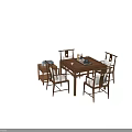 Traditional Chinese Wooden Tea Table And Chairs With Side Table And Tea Set