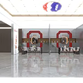 TANIA Tea Shop Interior With Red Decor Wooden Ceiling Counter And Tables