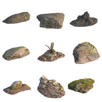 Moss Stone Boulder Rock 3d model