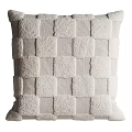 Soft Plush Beige Decorative Pillows with Patchwork Design for Sofa Decor 3d model
