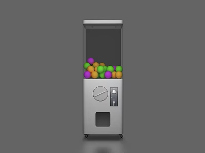 Colorful Balls Filled Silver Claw Machine With Transparent Window And Coin Slot 3d model