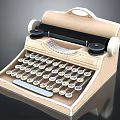 Vintage Typewriter With Beige Body Classic Keyboard And Round Keys