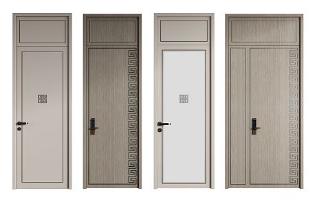 New Chinese Style Flat Door 3d model