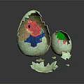 Hatching Baby Creatures Emerging From Broken Green Eggshells With Scattered Fragments