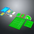 Various Sports Fields and Fitness Facilities Layout with Swimming Pool Basketball and Football Courts
