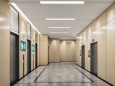 modern elevator hall elevator car 3d model