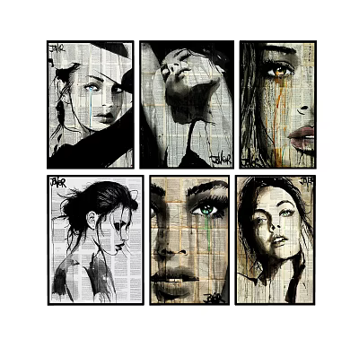 Artistic Female Portrait Paintings With Expressive Eyes Diverse Expressions And Textures 3d model