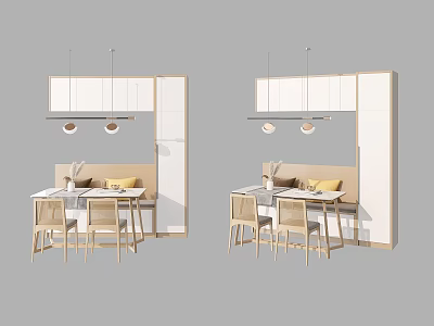 Modern Public Chair Design In Public Space With Wooden Frame And Pendant Lights 3d model