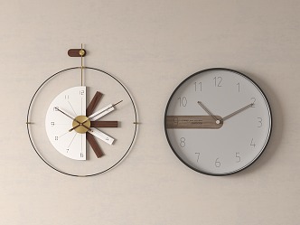 Modern clock wall clock combination 3d model