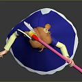 Anime Girl Character Creature With Orange Hair Blue Dress Yellow Flower And Pink Magical Wand