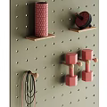 Sports Equipment Organized on Pegboard Wall With Dumbbells Resistance Bands Yoga Rollers And Jump Ropes