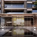 Entrance lobby of modern gate residence 3d model