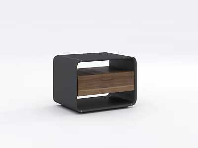 Modern Black Frame Bedside Table With Wooden Drawer And Sleek Design 3d model