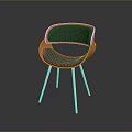 Modern Single Chair With Orange Black Upholstery and Sleek Metal Legs