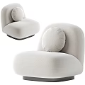 Modern Accent Chair Featuring Soft Plush Fabric Curved Design And Round Cushion