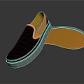 Casual Canvas Slip On Shoes Black Upper Yellow Collar And Orange Textured Sole