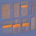 Modern Console Table And Side Cabinet Designs With Geometric Grid And Yellow Accents