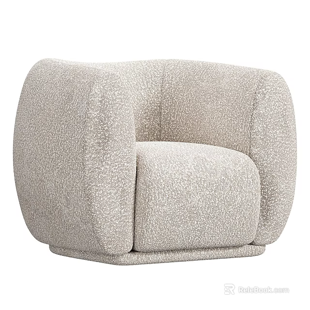 Light Gray Fabric Upholstered Single Sofa With Rounded Arms Modern Design 3d model
