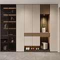 Modern Shoe Cabinet With Glass Doors Wooden Panels And Built In Lighting For Entryway