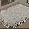 Cream Colored Square Woven Rug With Simple Design For Living Room Wooden Floor