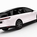 Sleek White Modern Electric Car With Black Roof Wheels And Futuristic Front Fascia Design
