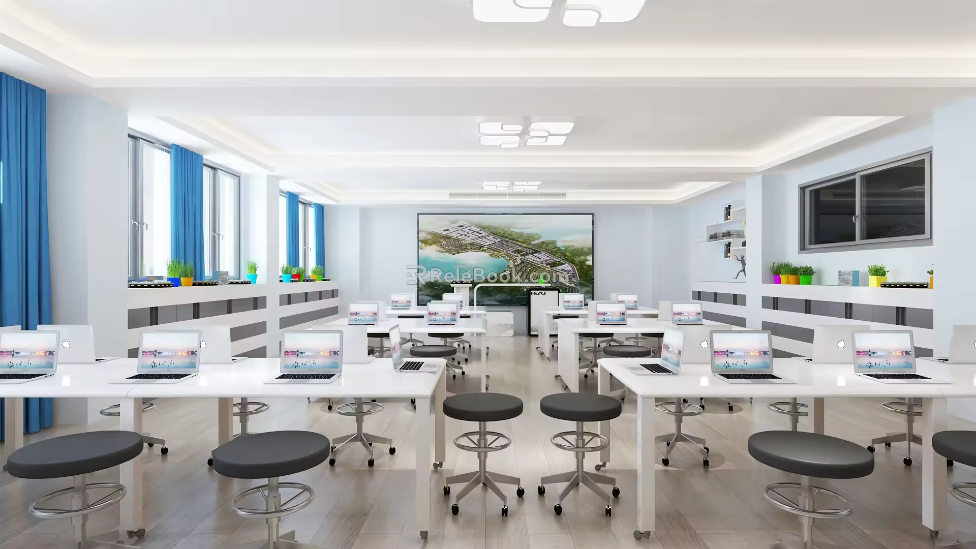 Modern laboratory office chandelier 3d model