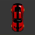 Red Sports Car With Pink And Black Stripes Gold Wheels And Rear Spoiler