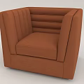 Orange Modern Single Seater Sofa With Channel Tufted Backrest And Square Armrests 3d model