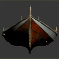 Vintage Wooden Boat Featuring Long Hull Brown Orange Wood Grain Design