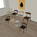Modern Dining Chairs in Various Designs Against Light Wall with Yellow Painting
