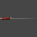 Tactical Combat Weapon Knife with Sharp Silver Blade and Red Wooden Handle
