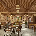 New Chinese Style Store Folk Reception Room 3d model