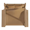 Modern Leisure Chair With Wooden Frame Armrests Brown Cushion And Fabric Seat
