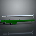 Green Missile Launcher With Silver Missile And Long Barrel Military Weapon