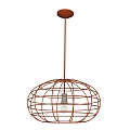 Modern Minimalist Spherical Copper Wire Frame Chandelier With Ceiling Base And Bulb