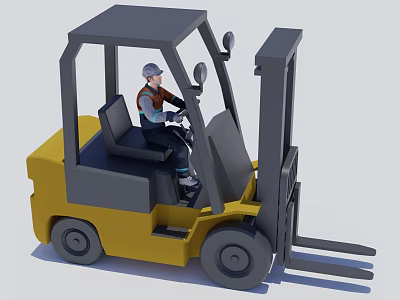 Modern forklift forklift with driver 3d model
